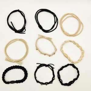Bracelet Hair Bands Cream Black Set of 9 Brand New Bead Braid Bow